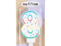 Свеча для торта с держателем MESHU "Цифра 8", 8,5 см, блистер