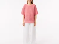 Женский вязаная футболка Lacoste Oversize с коротким рукавом