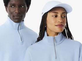 Хлопковый свитшот Lacoste унисекс свободного кроя из плотного флиса с застежкой-молнией на воротнике