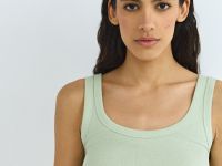 Базовая майка в рубчик, Зеленый