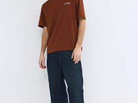 Футболка из хлопка с принтом, Оранжевый