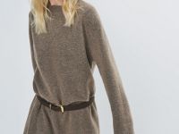 Вязаное платье из пряжи с шерстью, Коричневый