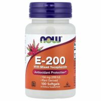 NOW Foods, E-200 со смешанными токоферолами, 134 мг (200 МЕ), 100 мягких таблеток