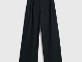 Широкие брюки со складками, Черный
