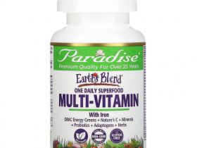 Paradise Herbs, Earth's Blend, комплекс суперфудов и мультивитаминов с железом, для приема один раз в день, 30 вегетарианских капсул