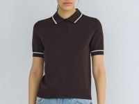 Базовый джемпер поло с коротким рукавом, Коричневый