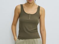 Майка в рубчик с вырезом хенли, Зеленый