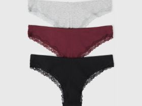 Трусы-бразилиана с кружевом, 3 шт., Фиолетовый