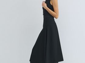 Асимметричная юбка миди, Черный