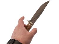 Нож Сайга для охоты, сталь булат, художественное литье, рукоять карельская береза