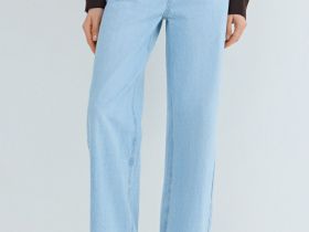 Широкие джинсы из плотного денима, Голубой