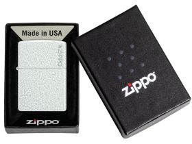 Зажигалка ZIPPO Logo с покрытием Glacier, латунь/сталь, белая, матовая, 38x13x57 мм