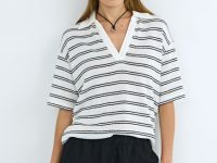 Трикотажное поло из вискозы, Бежевый