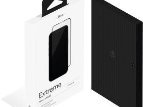 Защитное стекло uBear Extreme Nano Shield для Apple iPhone 16 с чёрной рамкой