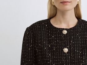 Твидовый укороченный жакет, Черный