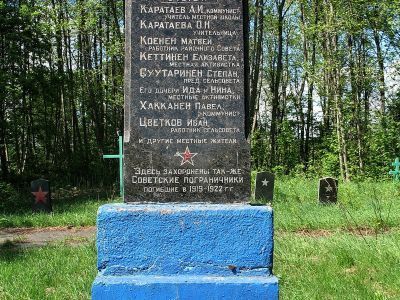 Захоронены воины-пограничники, а также местные партийные и советские работники, погибшие в 1919-1922 годах