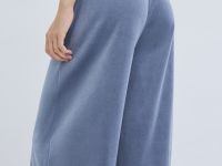 Велюровые брюки с эффектом стирки, Синий