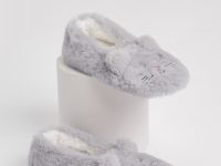 Тапочки с искусственным мехом для девочек, Серый