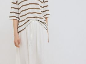 Миди-юбка с эластичным поясом, Белый