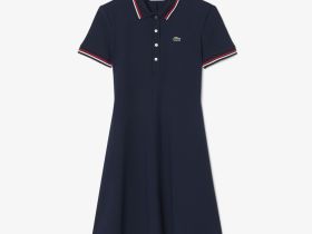 Эластичное платье-поло Lacoste с коротким рукавом
