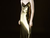 Платье из ткани с эффектом жидкого золота, Золотой