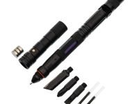 Тактическая ручка для выживания с фонариком 11 в 1, фиолетовая