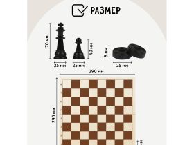 Набор игр ТРИ СОВЫ 2в1 "Шахматы, шашки", обиходные, пластиковые с деревянной доской 29*29см
