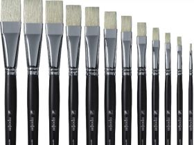 Кисть щетина №4 плоская Альбатрос "Профи" длинная ручка черная