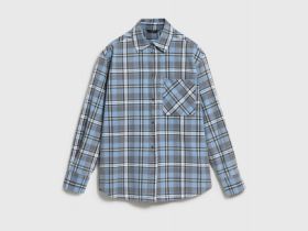 Рубашка в клетку на кнопках, Голубой