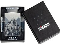 Зажигалка ZIPPO Mountain Sketch с покрытием 540 Tumbled Chrome, латунь/сталь, разноцветная, 38x13x57 мм