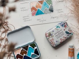 Палетка для красок "Горы" 6х5 см, цвет черный, пластик белый