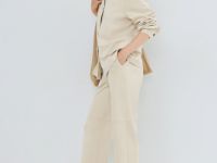 Прямые брюки из искусственной замши, Бежевый