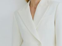 Приталенный двубортный жакет, Белый