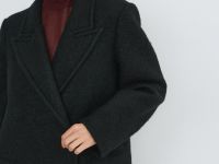 Длинное двубортное пальто, Черный