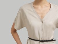 Приталенное платье миди со льном