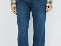 Прямые утеплённые джинсы, Синий