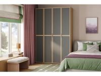 Распашной шкаф Флавир 4-160x250 Рогожка Графитовый