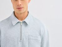 Толстовка с воротником поло на молнии, Серый