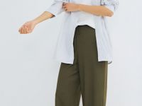 Прямые брюки с эластичным поясом, Зеленый