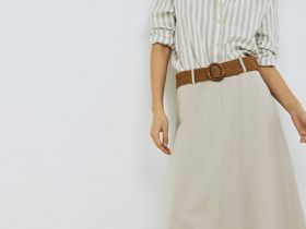 Длинная юбка А-силуэта, Бежевый