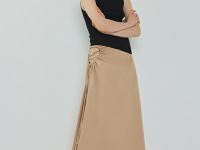 Асимметричная юбка с драпировкой, Бежевый