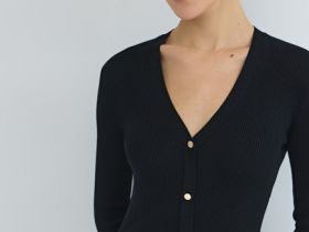 Вязаное платье мини, Черный