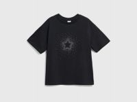 Футболка со стразами для девочек, Черный