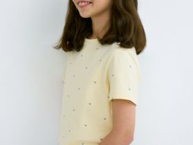 Футболка с принтом для девочек, Желтый