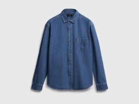 Джинсовая рубашка на пуговицах, Синий