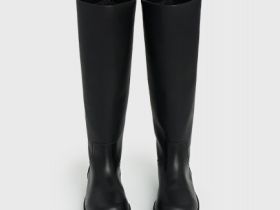 Высокие сапоги из натуральной кожи, Черный