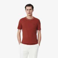 Мужская футболка Lacoste с воротником в полоску из эластичного хлопка