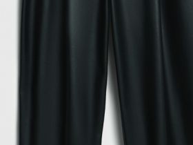 Брюки О-силуэта из искусственной кожи, Черный
