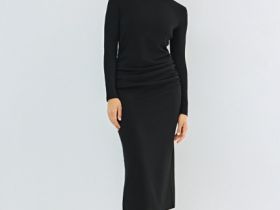 Трикотажное платье со сборками, Черный