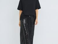 Футболка с декором у выреза, Черный